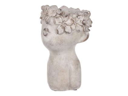 Obal na květiny - tvar hlavy, beton, barva šedá (Barva Šedá)