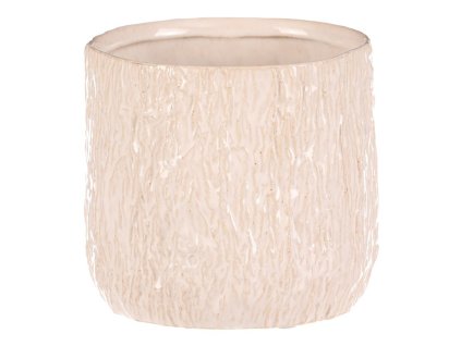 Obal na květiny - keramika, bílo-béžový (Barva Bílá)