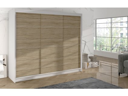 Skříň Debora II 200 - bílá/dub sonoma