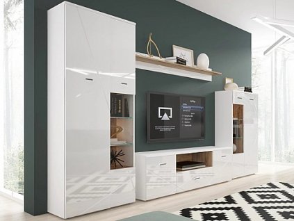 Obývací stěna LUMIA (Varianta bílá/dub wotan)