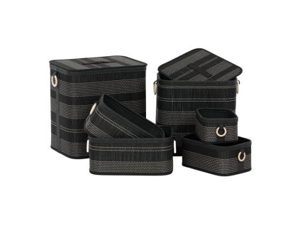 Koš regálový a prádelní - bambus, černý, cena za sadu 6 ks (Barva Černá)