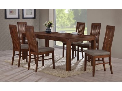 Jídelní set BRUNO rozkládací stůl + LAURA židle 4ks (Varianta ořech / látka SH21)