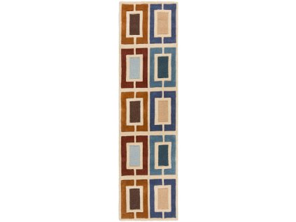 Ručně všívaný běhoun Illusion Retro Blocks Blue/Multi (Rozměry koberců 60x230)