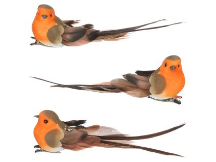 Ptáček s klipem, 3 ks v krabičce, cena za 1 krabičku (Barva Oranžová)