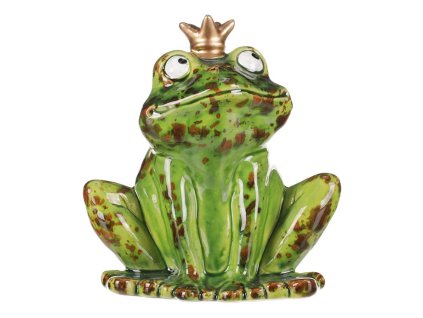 Žába s korunkou - keramika, vel. M, barva zelená (Barva Zelená)