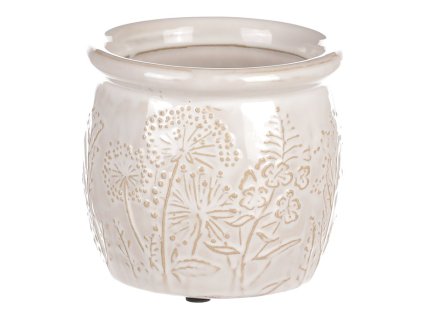 Obal na květiny - keramika, menší, béžový (Barva Béžová)