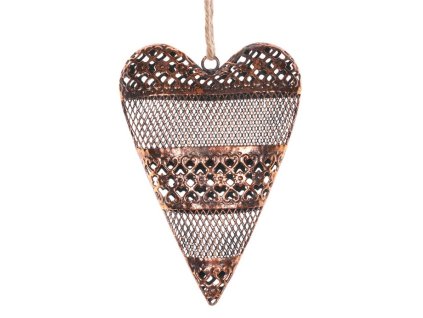 Srdce kovové - závěsná ozdoba, barva měděná (Barva Měděná)