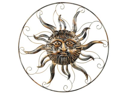 Slunce, kovová nástěnná dekorace. (Barva Měděná)