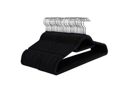 Sametová ramínka, plast, černá, set 50 ks, ASR-E1050 BK (Barva Černá)