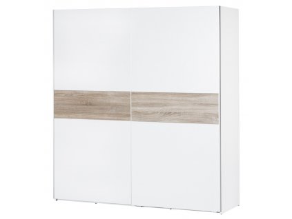 Prostorná šatní skříň WENECJA s posuvnými dveřmi, dub sonoma/bílá, 183x202x60 cm