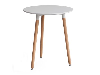 Jídelní stůl, bílá/buk, průměr 60 cm, průměr 60 cm, ELCAN