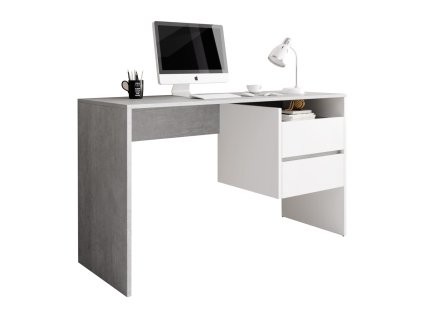 PC stůl, beton/bílý mat, TULIO