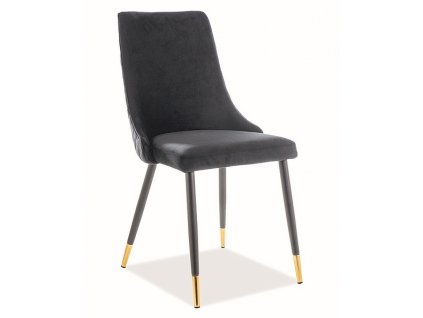 Jídelní čalouněná židle NOPI velvet černá/černá/zlatá
