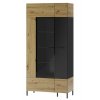Vitrína LUCAS 12, 2-dveřová, dub artisan/černá mat, moderní design