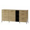 Široká komoda LUCAS 48, 180 cm, dub artisan/černá mat, moderní design