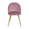 Růžová sametová jídelní židle LAMBDA s kovovými nohami, ergonomická