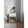 Bílý noční stolek Sid 1S s úložnou zásuvkou, moderní design FALCO