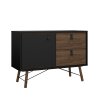 Skandinávská černá komoda Rain 1d2s mat/ořech, 102x72x40 cm