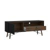 Stylový černý MAT TV stolek Rain FALCO s ořechovým dekorem 120 cm