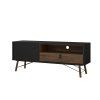 Stylový černý MAT TV stolek Rain FALCO s ořechovým dekorem 120 cm