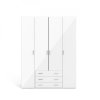 Skříň Sid 4d3s bílá/bílý lesk, 200x154x49,5 cm, moderní design FALCO