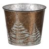 Obal z kovu na květiny, v měděné barvě s kapradím. (Barva Měděná)