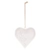 Srdce kovové - závěsná ozdoba, barva bílá-antik (Barva Bílá)