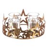 Svícen adventní se sklíčky - kovový, zlaté hvězdy (Barva Zlatá)