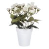 Růže mini v bílém obalu - umělá, krémovo-bílé květy (Barva Krémová)