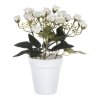 Růže mini v bílém obalu - umělá, krémovo-bílé květy (Barva Krémová)