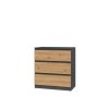 Komoda Malvína M3, 77cm, antracit/dub artisan, moderní design