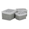 Koš regálový - proutěný, šedý s látkou, cena za sadu 3 ks (Barva Šedá)