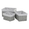 Koš regálový - proutěný, šedý s látkou, cena za sadu 3 ks (Barva Šedá)