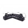 Černá kožená sedací souprava Endy pravá, 316 cm, moderní design