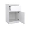 Bílý lesklý noční stolek Simplicity 221 s úložným prostorem 70 cm