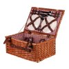 Koš piknikový - s vybavením pro 4 osoby, proutěný, barva hnědá (Barva Hnědá)