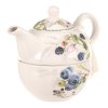 Konvička se šálkem - dárkový set v krabičce, porcelán, bílý s lesními plody (Barva Vícebarevná)
