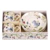 Hrneček s podšálky po 2 kusech - dárkový set, porcelán, bílý s lesními plody (Barva Vícebarevná)