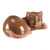 Kočka keramická ležící - menší, barva tmavě hnědá (Barva Hnědá)