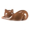 Kočka keramická ležící - menší, barva tmavě hnědá (Barva Hnědá)