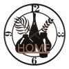 Hodiny nástěnné - pr. 60 cm, kov a MDF, nápis "HOME" (Barva Černá)