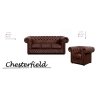 Elegantní hnědá kožená sedací souprava Chesterfield Lord 3+1+1
