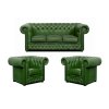 Elegantní zelená kožená sedací souprava Chesterfield Lord 3+1+1