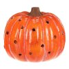 Dýně s otvory - keramika, LED osvětlení, oranžová (Barva Oranžová)