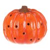 Dýně s otvory - keramika, LED osvětlení, oranžová (Barva Oranžová)