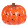 Dýně s otvory - keramika, LED osvětlení, oranžová (Barva Oranžová)