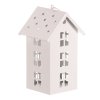 Lucerna mini - kovová, LED svíčka, patrový domek, bílá (Barva Bílá)