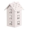 Lucerna mini - kovová, LED svíčka, patrový domek, bílá (Barva Bílá)