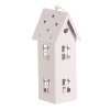 Lucerna mini - kovová, LED svíčka, patrový domek, bílá (Barva Bílá)