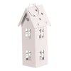 Lucerna mini - kovová, LED svíčka, patrový domek, bílá (Barva Bílá)
